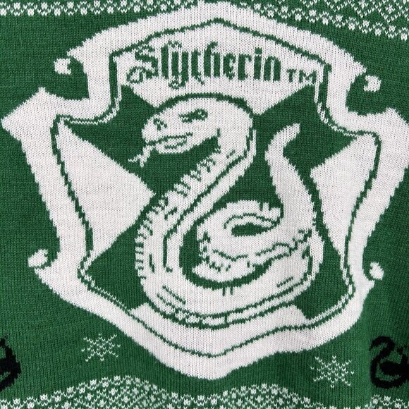 Box Lunch Wizarding World Harry Potter Slytherin Green Christmas Sweater Size S - Picture 2 of 6